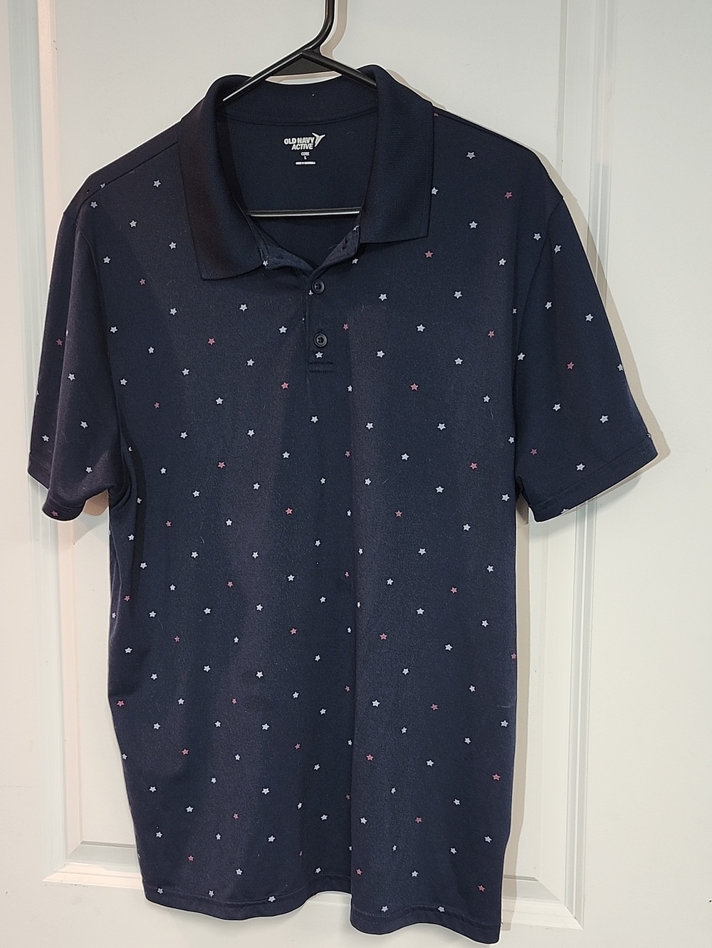 Old Navy Navy Polo with White and Pink Star Print